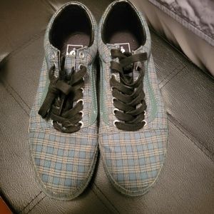 Green plaid Platform old skools